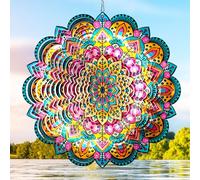 Aoedelyart Wind Spinners for Yard and Garden,Mandala Lucky Flower Star Stainless Steel Wind Spinners,12Inch Wind Spinner for Outdoor & Indoor Decorations,Unisex Gift for All Kinds of Festivals