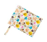 AOEGBY Nappy Bag Wetbag 2 Pc Printed Pocket Zipper Wet Bag Waterproof Reusable Nappy Bags PUL Travel Nappy Mini Size Wet Dry Bags Wetbags 30x40cm Nappy Bag Organiser(Ivory)