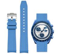 Aoeiwv Bands for Omega x Swatch MoonSwatch Watch 20mm,Quick Release Rubber Silicone Strap Compatible Omega X Swatch Moonswatch Speedmaster,Curved No Gap Replacement Strap for Men Women, Blue blue