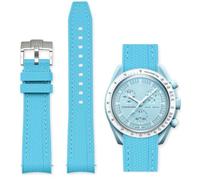 Aoeiwv Bands for Omega x Swatch MoonSwatch Watch 20mm,Quick Release Rubber Silicone Strap Compatible Omega X Swatch Moonswatch Speedmaster,Curved No Gap Replacement Strap for Men Women, Light blue