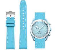 Aoeiwv Bands for Omega x Swatch MoonSwatch Watch 20mm,Quick Release Rubber Silicone Strap Compatible Omega X Swatch Moonswatch Speedmaster,Curved No Gap Replacement Strap for Men Women, Light blue