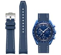 Aoeiwv Bands for Omega x Swatch MoonSwatch Watch 20mm,Quick Release Rubber Silicone Strap Compatible Omega X Swatch Moonswatch Speedmaster,Curved No Gap Replacement Strap for Men Women, Dark Blue