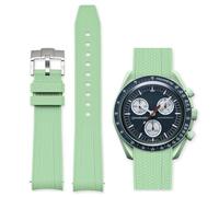 Aoeiwv Bands for Omega x Swatch MoonSwatch Watch 20mm,Quick Release Rubber Silicone Strap Compatible Omega X Swatch Moonswatch Speedmaster,Curved No Gap Replacement Strap for Men Women, Light green