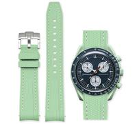 Aoeiwv Bands for Omega x Swatch MoonSwatch Watch 20mm,Quick Release Rubber Silicone Strap Compatible Omega X Swatch Moonswatch Speedmaster,Curved No Gap Replacement Strap for Men Women, Light green
