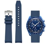 Aoeiwv Bands for Omega x Swatch MoonSwatch Watch 20mm,Quick Release Rubber Silicone Strap Compatible Omega X Swatch Moonswatch Speedmaster,Curved No Gap Replacement Strap for Men Women, Dark Blue