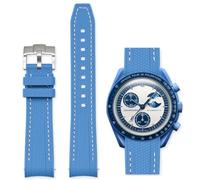Aoeiwv Bands for Omega x Swatch MoonSwatch Watch 20mm,Quick Release Rubber Silicone Strap Compatible Omega X Swatch Moonswatch Speedmaster,Curved No Gap Replacement Strap for Men Women, Blue white