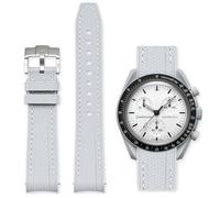 Aoeiwv Bands for Omega x Swatch MoonSwatch Watch 20mm,Quick Release Rubber Silicone Strap Compatible Omega X Swatch Moonswatch Speedmaster,Curved No Gap Replacement Strap for Men Women, Light Gray