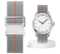 Aoeiwv French Troops Paratrooper Watch Strap 18mm 20mm 22mm 24mm Hook-and-Loop One-Piece Military Elastic Nylon Watch Band Ballistic Nylon Replacement Watch Strap for Men Women, Light Grey Orange