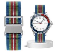 Aoeiwv French Troops Paratrooper Watch Strap 18mm 20mm 22mm 24mm Hook-and-Loop One-Piece Military Elastic Nylon Watch Band Ballistic Nylon Replacement Watch Strap for Men Women, Rainbow(Silver Buckle