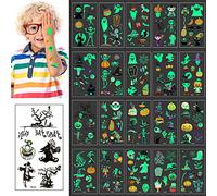 Aoen 20 Sheets Luminous Halloween Temporary Tattoo Stickers for Kids
