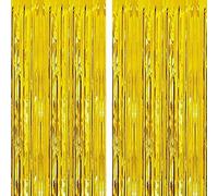 Aoen 2PCS 6.5Ft Gold Foil Fringe Curtains Metallic Tinsel Streamers Backdrop for Party Prom Birthday Favors Decoration Christmas Decorations Party Favors, 1 x 2m/ 3.3 x 6.5 feet