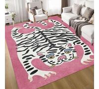 AOESELN 100x150 Cm Tibetan Tiger Rug for Living Room, Soft Fun Rugs for Bedroom Aesthetic,Washable Carpet With Nonslip Backing,Low-Pile Durable Foldable Floor Mat Home Decor