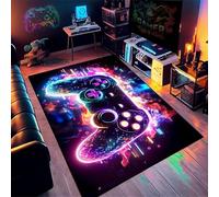 AOESELN 3D Cool Colorful Neon Gamepad Area Rug,80x150cm Indoor Boys Play Rug,Kids Bedroom Rugs,for Living Room, Game Room, Bedroom and Office,Soft,Foldable, Machine Washable Non-Slip Mat