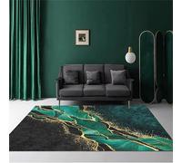 AOESELN Marble Rugs for Dining Room,100x150cm Marble Rugs,Black and Gold Abstract Luxury Modern Area Rug,Washable Non Slip Carpets for Living Room, Bedroom, Anti-Fouling and Durable