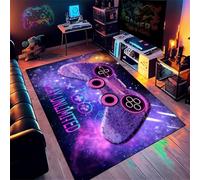 AOESELN Purple Large Gamepad Area Rug,140x200cm Indoor Area Rugs,Rectangular Printed Carpet,Kids Gaming Area Rugs,Boys Bedroom Rug,Soft Washable Non-Slip Mat,for Living Room,Bedroom and Study Room