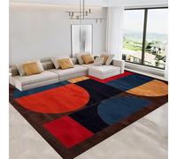 AOESELN Washable Modern Geometric Pattern Rug, Geometric Patchwork Print Carpets, Soft Non-Slip Easy Care Rugs for Living Room, Hallway, Bedroom and Office, 60x90 Cm, Multi-Color