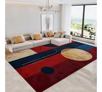AOESELN Washable Modern Geometric Pattern Rug, Geometric Patchwork Print Carpets, Soft Non-Slip Easy Care Rugs for Living Room, Hallway, Bedroom and Office, 140x200 Cm, Multi-Color