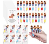 Aoesuny 20 Sets Back to School Gifts Motivational Capybara Appreciation Gifts Bulk Inspirational Capybara 4-in-1 Multicolor Ballpoint Pens with Emotional Support Cards for Employee Staff Coworkers