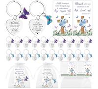Aoesuny 20 Sets Inspirational Religious Gifts Christian Butterfly Keychains