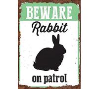 Aoevc Beware Rabbit On Patrol Vintage Metal Tin Sign Decor Gifts For Girls Living Room Decorations Metal Tin Signh 6x8 Inch