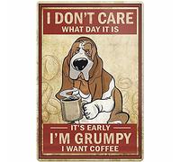 Aoevc Home Metal Tin Sign Dog Coffee Poster Metal Tin Sign,i Don't Care What Day It Is,dog Aluminum Metal Wall Decoration Retro Bar Sign Home Kitchen People Cave Living Room Decoration Gift 8x12 Inch