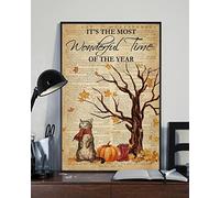 Aoevc It's the Most Wonderful Time of the Year Autumn Fall Cat Meow Poster Funny Metal Sign Home Bar Coffee Shop Wall Art Decorative for Home Garage Man Cave metal tin sign 8x12 Inch
