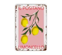 Aoevc Lemon Wall Art Positano Poster Italian Lemons Art Bar Wall Decor Metal Signs For Garage Man Cave Metal Tin Signs Vintage 16x12 Inch