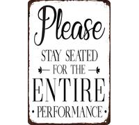 Aoevc Retro Tin Sign Please Remain Seated for The Entire Performance Tin Sign Funny Bathroom Signs Bathroom Decor Rustic Farmhouse Bathroom Signs 6x8 Inch
