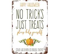 Aoevc Trick or Treat Sign Funny Halloween Candy Please Take One Help Yourself Social Distance Porch Sign Tin Signs for Kitchen 8x12 Inch