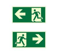 AOEVUIR 2 Pcs Emergency Exit Sign Arrow Right Photoluminescent Self-Adhesive Escape Sign PVC Rescue Sign 30 x 15 cm