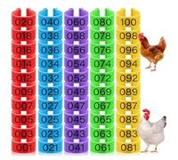 AOEVUIR Pack of 50 Chicken Identification Legs Rings, Chicken Tags for Legs Poultry Bands Clip On Leg Rings for Chickens, Ducks, Chicken, Goose, 5 Colours, 16 mm