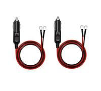 Aofan 2 Pack 12V/24V Male Car Cigarette Lighter Plug to O Ring Terminal Connector with 20A Fuse, LED Indicator, 16AWG Copper Wire 1.6FT, Heavy Duty Power Cable for Car Inverter, Air Pump, Electric Cup