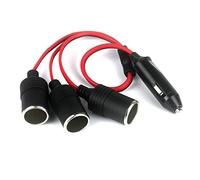 Aofan 3-Way Car Charger Splitter, 12V/24V Cigarette Lighter Adapter with 15A Fuse, 30cm Heavy Duty Extension for Auto Devices (Air Pump/Cooler/Vacuum)