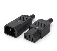 Aofan IEC 320 C14 Male to C13 Female Rewireable Inline Adapter, 3 Pin Terminal AC 250V 10A Heavy Duty Power Socket Connector for DIY Cable, 1 Pair