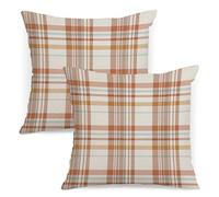 AOFANGGO Fall Pillow Covers 20x20 Set of 2 Autumn Decorative Throw Pillow Cases Orange Blue Plaids Cushion Covers Faux Linen,Farmhouse,Thanksgiving,Home Décor,Outdoor,Patio,Patch