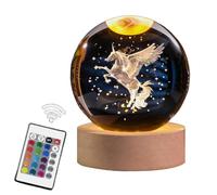 AOFEGRLT 3D Engraved Unicorn Crystal Ball, Remote Control, LED Light Base, 16 Colors Change, Glass Sphere Lamp, Unicorn Figurine Gifts for Women Kids
