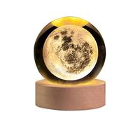 AOFEGRLT 3D Laser Engraved Moon Crystal Ball Lamp, 2.4" Glass Sphere Decorative Balls, Moon Planet Space Globe Night Light Gifts for Women