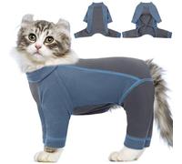 AOFITEE Cat Clothing, Warm Cat Christmas Costume, Fleece Cat Suit with Four Legs, Turtleneck Cat Jumper, Winter Coat, Cat Bodysuit, Sphynx Clothing, Winter Cat Bodysuit After Op, Blue, XL