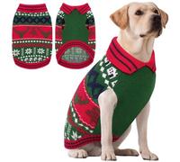 AOFITEE Dog Christmas Sweater, Dog Sweaters for Large Dogs, Festive Knitted Pet Pullover with Reindeer Print, Cozy Pet Winter Sweatshirt for Dogs Girl Boy, Warm Turtleneck Holiday Sweaters, Green XXL