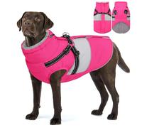 AOFITEE Dog Coat, Large Dog Jacket, Dogs Coat with Harness Built in, Reflective Waterproof Dogs Jackets Winter with Furry Collar, Warm Polar Fleece Pet Sweater Snowsuit for Doberman, Great Dane, XXL