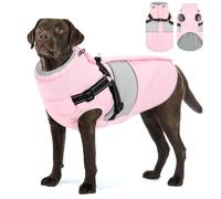 AOFITEE Dog Coat, Large Dog Jacket, Dogs Coat with Harness Built in, Reflective Waterproof Dogs Jackets Winter with Furry Collar, Warm Polar Fleece Pet Sweater Snowsuit for Doberman, Great Dane XXXL