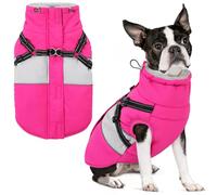AOFITEE Dog Coat, Waterproof Dog Jacket Winter, Dogs Coat with Harness Built in, Warm Dogs Puffer Jacket with Zipper, Reflective Pet Snowsuit Sweater for Dachshund, French Bulldog, Boston Terrier, M