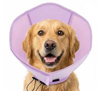 AOFITEE Dog Cone - Soft Cones for Dogs After Surgery | Comfy Cones for Large Dogs to Stop Licking, Adjustable Dog Cone Collar, Elizabethan Cone for Wound Healing, PinkPurple Large