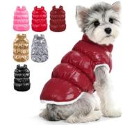 AOFITEE Dog Jacket, Dog Winter Coat, Warm Dogs Coat, Fleece Dogs Puffer Jacket, Windproof Waterproof Pet Snowsuit, Cozy Female Male Pet Snow Jackets Fleece Vest with Snap Closure, Burgundy, XL
