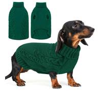 AOFITEE Dog Jumper, Warm Dog Christmas Jumpers Medium Size, Knitted Dogs Pullover for Fall Winter, Turtleneck Pet Knitwear for Pug, Jack Russell, Dachshund, Boston Terrier, Green M