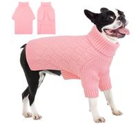 AOFITEE Dog Jumper, Warm Dog Jumpers for Large Dogs, Large Dogs Christmas Jumper Dachshund Sweater, Turtleneck Sausage Jumpers French Bulldog Sweaters Knitwear for Winter (Pink L)