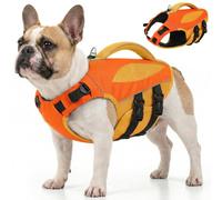 AOFITEE Dog Life Jacket, Medium, High Buoyancy Dog Life Jacket with Rescue Handle and D-Ring, Adjustable Life Jacket for Dogs, Reflective Dogs, Life Jacket, French Bulldog, M