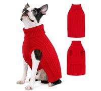 AOFITEE Dog Sweater, Medium Dog Sweater Girl Boy, Soft Turtleneck Pet Pullover for Winter Fall, Red Dogs Sweaters Dog Knitwear for Jack Russell, Mini Dachshund, Boston Terrier, Schnauzer, Red M