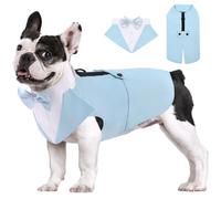 AOFITEE Dog Tuxedo Formal Suit and Bandana Set, Gentle Dog Wedding Party Suit Bow Tie Shirt Vest, Pet Tuxedo Costume Outfit with Detachable Bowtie Collar for Christmas Halloween Dress Up