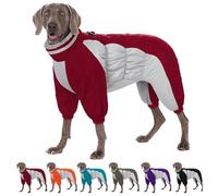 AOFITEE Fullbody Dog Coat - Warm Dog Christmas Coat Fleece Jacket for Large Dogs, Turtleneck Winter Coats with Harness, Reflective Dogs Puffer Jacket Four Legged Jackets for French Bulldog, Red L